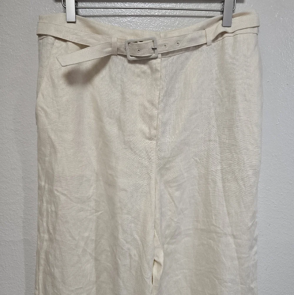 Reformation Wide Leg Belted Linen Pants Yellow Size 10 NWT